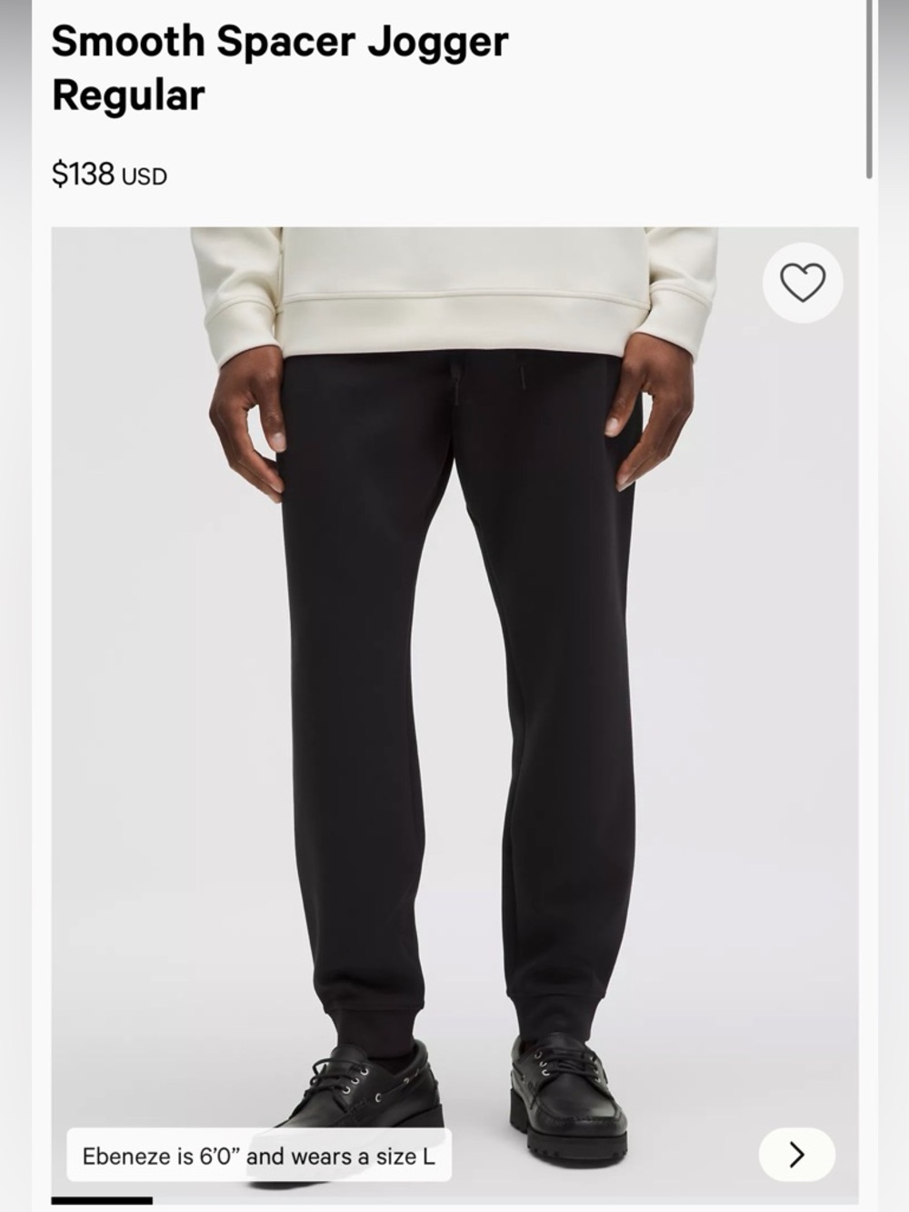 lululemon athletica Smooth Spacer Jogger in Black new